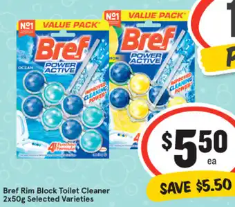 IGA Bref Rim Block Toilet Cleaner 2x50g offer