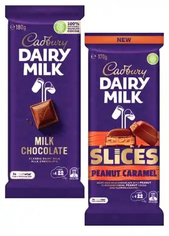 Coles Cadbury Dairy Milk Block Chocolate 160g-190g offer