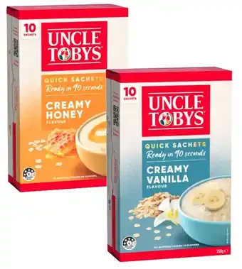Coles Uncle Tobys Rolled Oats Quick Sachets 320g-350g offer