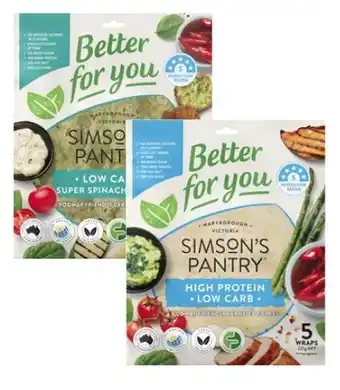 Coles Simson's Pantry Better For You Wraps 210g-225g offer
