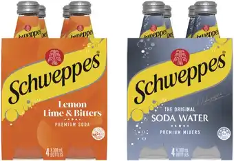 Coles Schweppes Mixers or Soft Drink 4x300mL offer