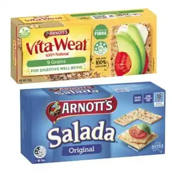 Coles Arnott's Vita-Weat or Salada Crispbreads 250g offer
