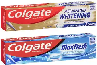 Coles Colgate Advanced Tartar & Whitening Or Max Fresh Toothpaste 200g offer