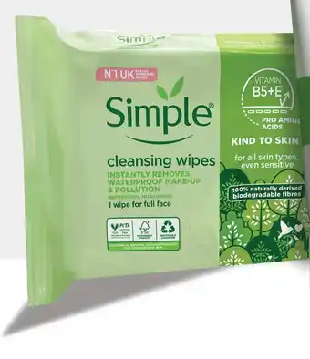 Coles Simple Biodegradable Cleansing Wipes 25 Pack offer