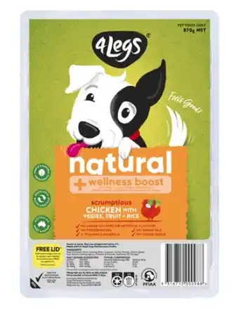 Coles 4 Legs Natural + Wellness Boost Meatball Dog Food Trays 870g offer