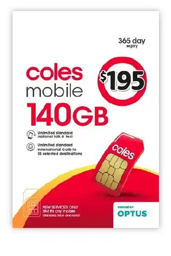 Coles Coles Mobile $195 SIM offer