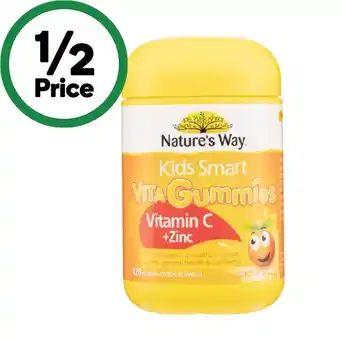 Woolworths Nature’s Way Kids Smart Vita Gummies Vitamin C + Zinc Pk 120 offer