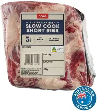 Coles Coles Australian No Added Hormones Beef Slow Cook Short Ribs offer