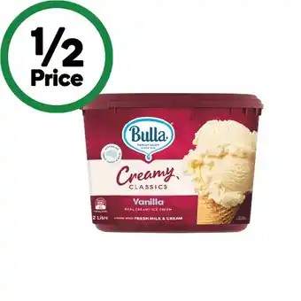 Woolworths Bulla Creamy Classics 2 Litre – From the Freezer offer
