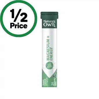 Woolworths Nature’s Own Magnesium + Energy Effervescent Tablets Pk 20 offer