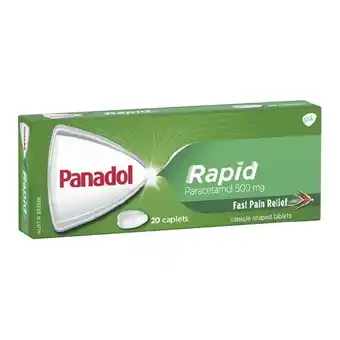 Woolworths Panadol Rapid For Fast Pain Relief With Paracetamol 500mg Pk 20 offer