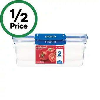 Woolworths Sistema Klip It Plus Rectangle 2.2 Litre Pk 2 offer