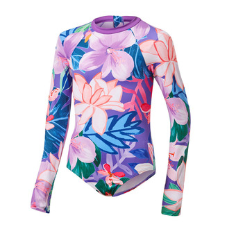 Tahwalhi girls hyper floral long sleeve one piece swimsuit