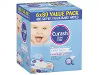 ePharmacy Curash Baby Wipes Simply Water 6 x 80 Pack offer