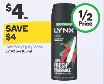 Woolworths Lynx Body Spray 165ml offer