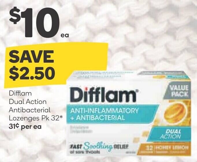 Difflam Dual Action Antibacterial Lozenges offer at Woolworths