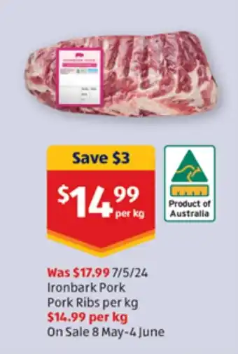 ALDI Ironbark Pork Pork Ribs offer