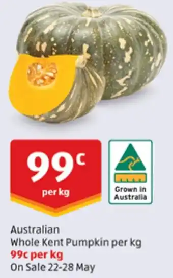 ALDI Australian Whole Kent Pumpkin offer