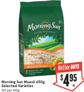 IGA Morning Sun Muesli 650g offer