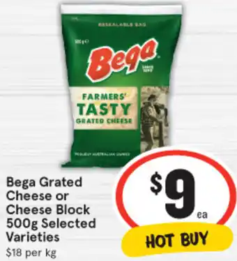 IGA Bega Grated Cheese or Cheese Block 500g offer