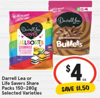 IGA Darrell Lea or Life Savers Share Packs 150-280g offer