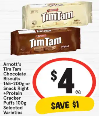 IGA Arnott's Tim Tam Chocolate Biscuits 165-200g offer