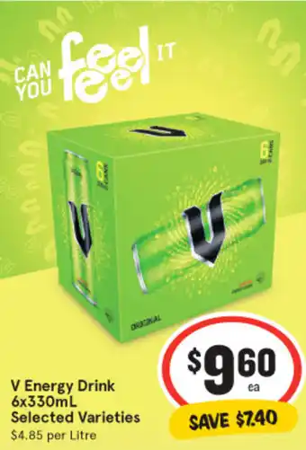 IGA V Energy Drink 6x330mL offer