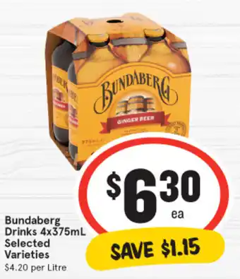 IGA Bundaberg Drinks 4x375mL offer