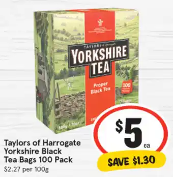 IGA Taylors of Harrogate Yorkshire Black Tea Bags 100 Pack offer