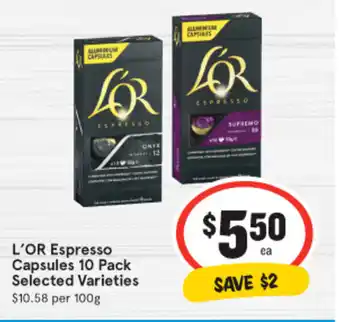IGA L'OR Espresso Capsules 10 Pack offer