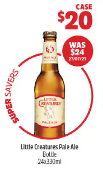BWS Little Creatures Pale Ale Bottle 24x330ml offer