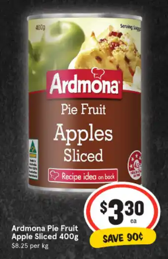 IGA Ardmona Pie Fruit Apple Sliced 400g offer