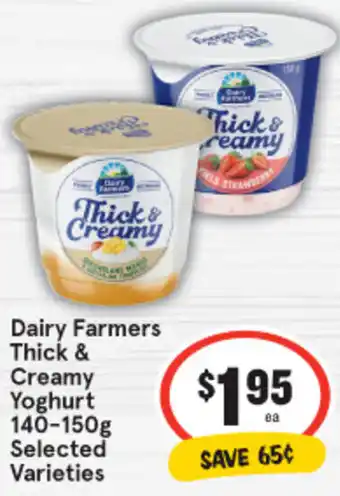 IGA Dairy Farmers Thick & Creamy Yoghurt 140-150g offer