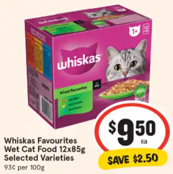 IGA Whiskas Favourites Wet Cat Food 12x85g offer