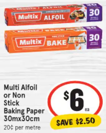 IGA Multi Alfoil or Non Stick Baking Paper 30mx30cm offer