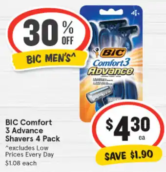IGA BIC Comfort 3 Advance Shavers 4 Pack offer