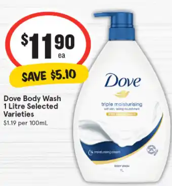 IGA Dove Body Wash 1 Litre offer