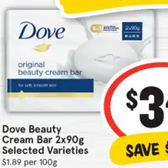 IGA Dove Beauty Cream Bar 2x90g offer