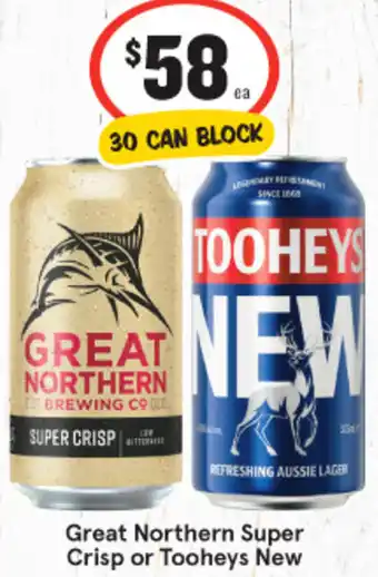 IGA Great Northern Super Crisp or Tooheys New offer