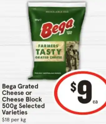 IGA Bega Grated Cheese or Cheese Block 500g offer
