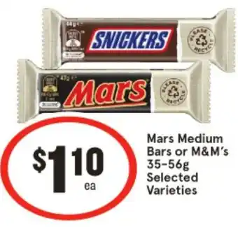 IGA Mars Medium Bars or M&M's 35-56g offer
