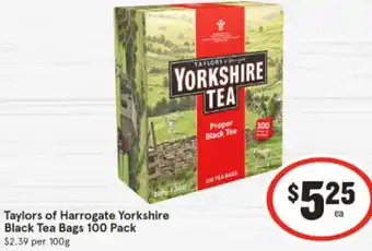 IGA Taylors of Harrogate Yorkshire Black Tea Bags 100 Pack offer