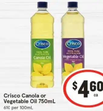 IGA Crisco Canola or Vegetable Oil 750mL offer