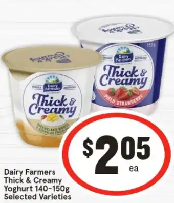 IGA Dairy Farmers Thick & Creamy Yoghurt 140-150g offer