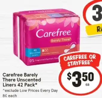IGA Carefree Barely There Unscented Liners 42 Pack offer