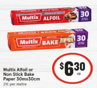 IGA Multix Alfoil or Non Stick Bake Paper 30mx30cm offer