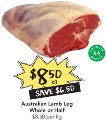 Drakes Australian Lamb Leg Whole or Half offer