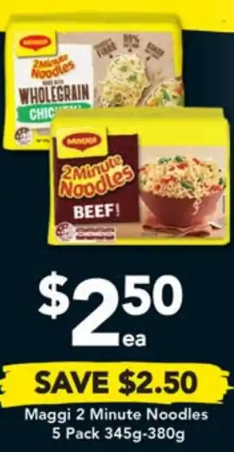 Drakes Maggi 2 Minute Noodles 5 Pack 345g-380g offer