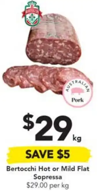 Drakes Bertocchi Hot or Mild Flat Sopressa offer