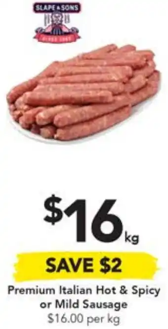 Drakes Premium Italian Hot & Spicy or Mild Sausage offer